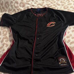 Cavaliers Black and Red Button-Up Jersey